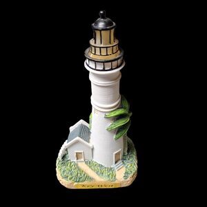 VINTAGE KEY WEST LIGHTHOUSE FIGURINE 7" LIGHT BLINKS FLORIDA SOUVENIR DECORATIVE